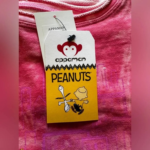 APPAMAN girls Peanuts Slouchy Sweatshirt Light Pink Tie Dye - Picture 10 of 11